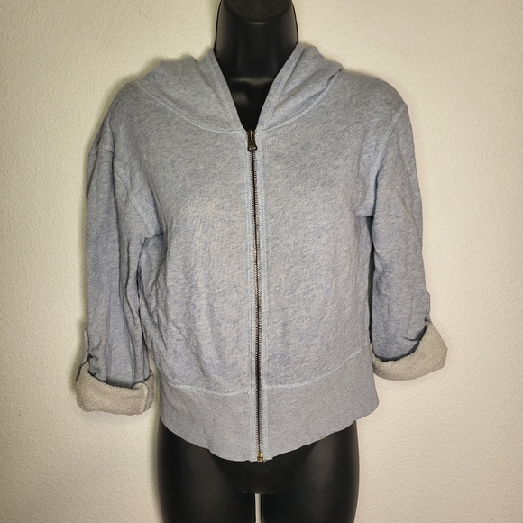 Converse Light Blue Roll Sleeve Zip Hoodie size XSmall - Picture 1 of 7